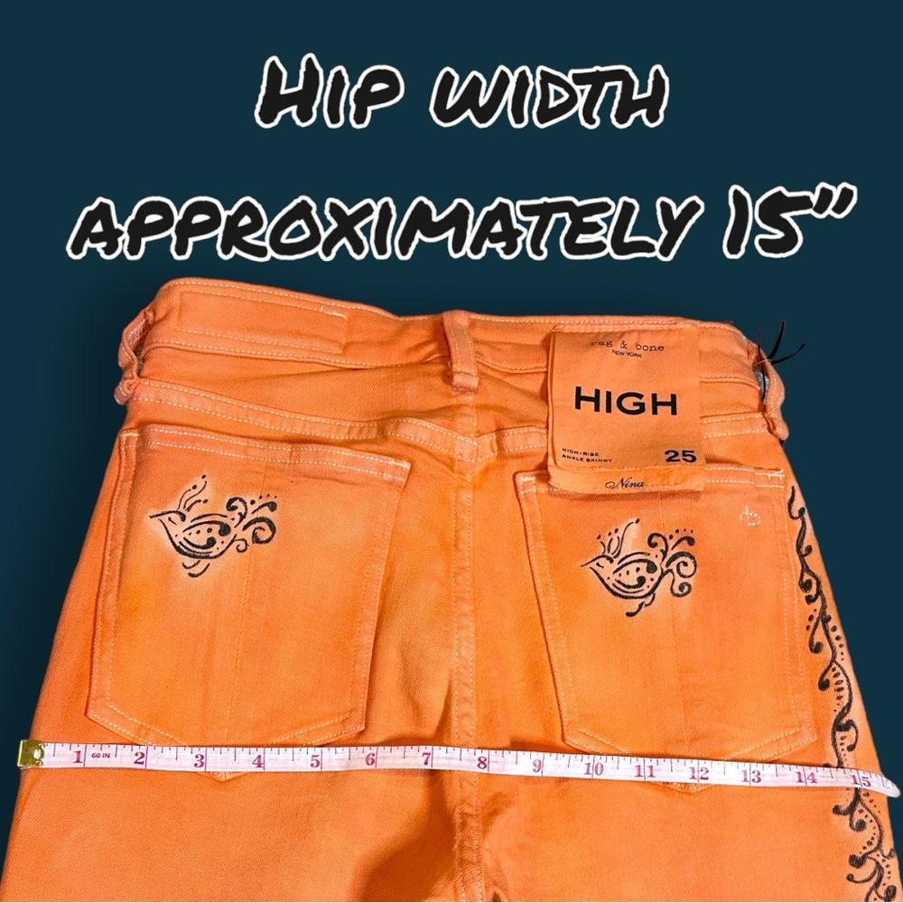 🎉HP!🎉 Originally White High Rise Skinny Jeans in White, Now Apricot. Size 25 - Picture 5 of 11
